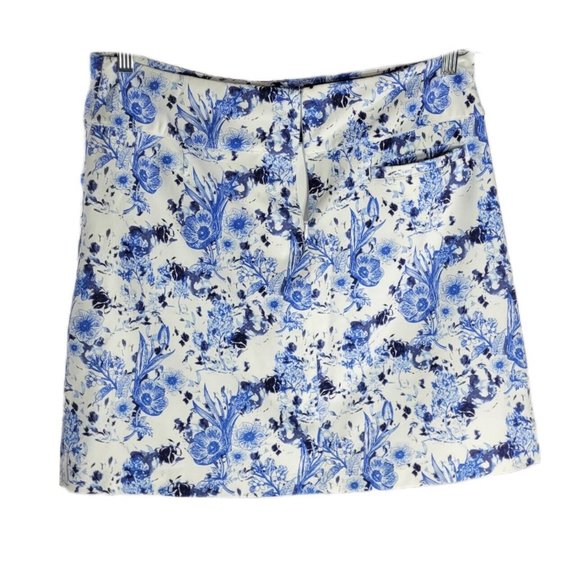 Lady Hagen Blue White Floral Print A-Line Mini Golf Skort Size Large - Picture 2 of 4